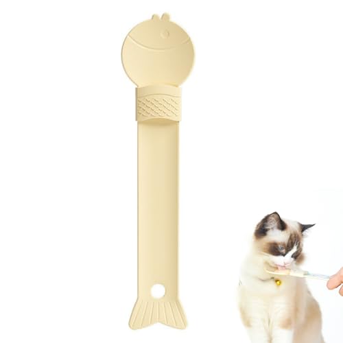 Xafrstyu Katzenfutterslöffel und Futterriegel-Quetscher für Nasssnacks, 2er-Set aus flexiblem Kunststoff, einfacher Dosierlöffel für Katzenfutter (Gelb*2) von Xafrstyu