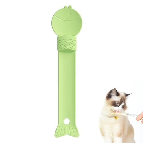 Xafrstyu Katzenfutterslöffel und Futterriegel-Quetscher für Nasssnacks, 2er-Set aus flexiblem Kunststoff, einfacher Dosierlöffel für Katzenfutter (Grün*2) von Xafrstyu