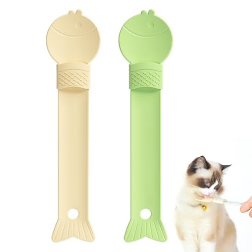 Xafrstyu Katzenfutterslöffel und Futterriegel-Quetscher für Nasssnacks, 2er-Set aus flexiblem Kunststoff, einfacher Dosierlöffel für Katzenfutter (Y+G) von Xafrstyu