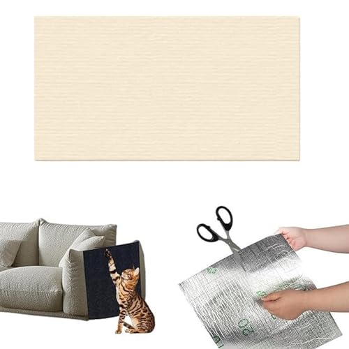 Xafrstyu Kratzmatte für Katzen, Kletter-Katzenkratzer, DIY Zuschneidbare Selbstklebende Teppich-Katzenmatte Unterlage, Teppich-Katzenkratzer-Möbelschutz, für Möbel Couch Sofa Wand Tür Schutz (beige) von Xafrstyu