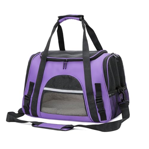 Xafrstyu Transporttasche Katze und Hunde, Bis 5kg, Robust & Formstabil, Hochwertige Hundetragetasche, Transporttasche Katze, Faltbar & Leicht Zu Verstauen, Hundebox Auto Transportbox Katze (Lila) von Xafrstyu