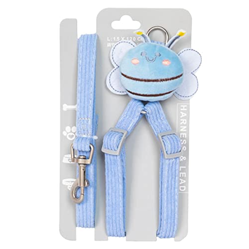 Xanorrg Fashion Hundekabelbaum Leine Einstellbare Cord Haustier Brust Raktionsseil Kleine Bienen Druckkatze Leads Haustierbedarf Hundeleine von Xanorrg
