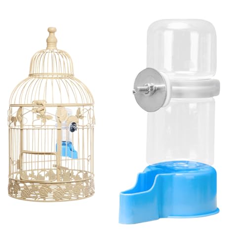 Automatischer Vogelwasserspender – 140 ml Vogelfutterspender für Käfig, hängbarer Futterspenderbehälter, Sittichsamenbehälter, Käfigzubehör für Papageien, Nymphensittiche, Kanarienvögel von Xasbseulk