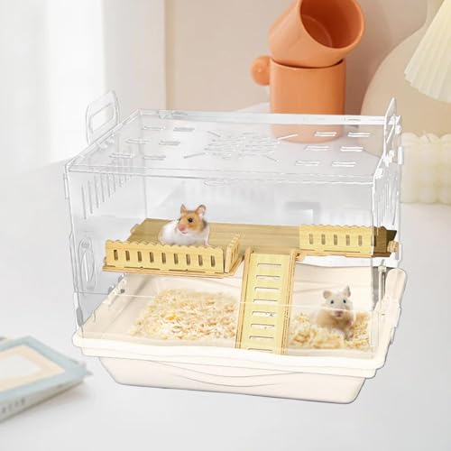 Hamster Sandbad Container - Transparent Hamster Badezimmer | Acryl Haustier Beobachtungskäfig | Belüftete Haustierkäfige mit Haustür | Tragbares Haus für Kaninchen von Xasbseulk