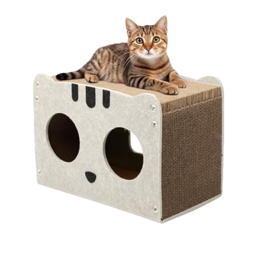 Xasbseulk Katzenkratzhaus Karton | Abnehmbare Katzenspielbox, Wellpappe, Kratzbaum für Indoor-Katzen, Abnehmbarer Kratzbaum Katzenversteck Wellpappe Xasbseulk Katzenkratzhaus Karton | Abnehmbare Katzenspielbox, Wellpappe, Kratzbaum für Indoor-Katzen, Abnehmbarer Kratzbaum Katzenversteck Wellpappe von Xasbseulk