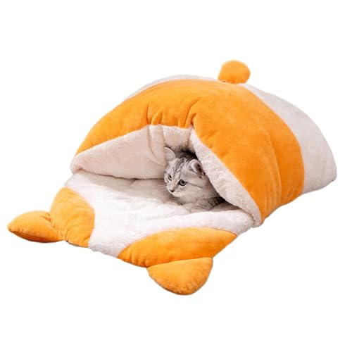 Xasbseulk Katzen-Schlafsack, niedliches Cartoon-Design, 360-Grad-Wickelbett, Höhle, bequemes Katzenversteck mit verdeckter Kapuze, gemütliches Haustier-Kuschelzone für Katzen Xasbseulk Katzen-Schlafsack, niedliches Cartoon-Design, 360-Grad-Wickelbett, Höhle, bequemes Katzenversteck mit verdeckter Kapuze, gemütliches Haustier-Kuschelzone für Katzen von Xasbseulk