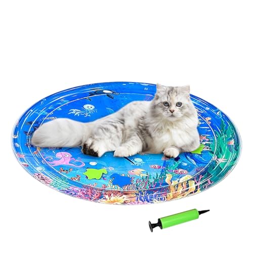 Xasbseulk Katzen-Wasserbett-Spielmatte – Katzen-Wasser-Pad mit aufblasbarer Pumpe, verdicktes Haustier-Kühlkissen, Baby-Krabbelunterlage für tägliches heißes Wetter, Langeweile, Reisen, drinnen und Xasbseulk Katzen-Wasserbett-Spielmatte – Katzen-Wasser-Pad mit aufblasbarer Pumpe, verdicktes Haustier-Kühlkissen, Baby-Krabbelunterlage für tägliches heißes Wetter, Langeweile, Reisen, drinnen und von Xasbseulk