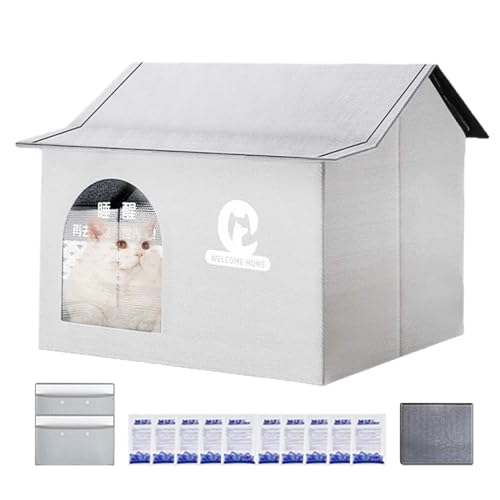 Xasbseulk Katzenhaus für den Außenbereich, kühlendes Katzenhaus für den Sommer im Freien, faltbares Bettmöbel, Haustierbedarf, wetterfest, für Zuhause, drinnen und draußen, Kätzchen, Hund, Tier Xasbseulk Katzenhaus für den Außenbereich, kühlendes Katzenhaus für den Sommer im Freien, faltbares Bettmöbel, Haustierbedarf, wetterfest, für Zuhause, drinnen und draußen, Kätzchen, Hund, Tier von Xasbseulk