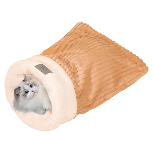 Xasbseulk Katzenschlafsack, tragbarer Katzenschlafsack, niedliches Cartoon-Taschennest, 360°-Wickelung, bequemer Haustier-Kuschelsack, Plüsch, gemütlicher Schlaf, für Hauskatzen, um warm zu halten Xasbseulk Katzenschlafsack, tragbarer Katzenschlafsack, niedliches Cartoon-Taschennest, 360°-Wickelung, bequemer Haustier-Kuschelsack, Plüsch, gemütlicher Schlaf, für Hauskatzen, um warm zu halten von Xasbseulk