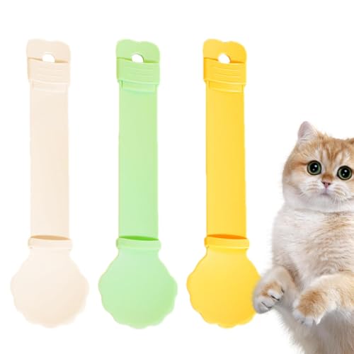 Xasbseulk Katzenstreifen-Quetschlöffel, Katzenstreifen-Futterschaufel, Dosenschaufel, Katzenlöffel, Haustierfutterdosenlöffel, 3 Stück, flüssiger Snackspender, Katzen-Barquetsche, Katzenfutterlöffel von Xasbseulk