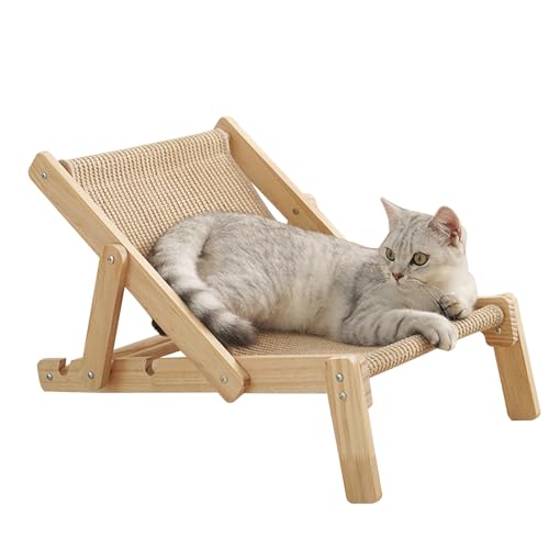 Xasbseulk Sisal-Lounge-Katzenstuhl, Massivholz, erhöhter Katzenstuhl, Bett, verstellbares , Sisal-Katzen-Lounge-Stuhl, erhöhter Katzen-Sisal-Betten, kompaktes Sisal-Entspannungsbett für von Xasbseulk