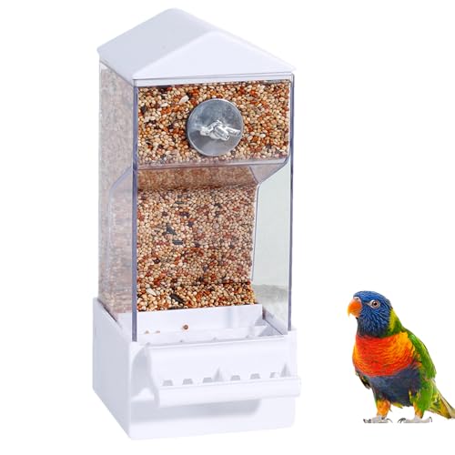 Xasbseulk Wellensittich Futterautomat - Automatischer Außenfütterer Für Papageien,Durchsichtiger Spritzwassergeschützter Futterbehälter Für Vögel,Sittiche Nymphensittich Finken Kanarienvogel von Xasbseulk