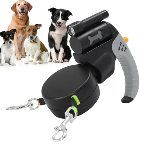 Xasbseulk Zwei Hundeleinen - 360 Grad drehbares verstellbares Leine für kleine Hunde | Zubehör für Spaziergang Jogging Alltag Reisen Camping Abenteuer Wanderung Wohnung von Xasbseulk
