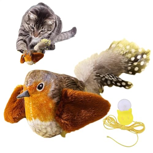 Xasbseulk Zwitschernder Vogel-Katzenspielzeug – Plüsch-Katzenminze-Spielzeug für Katzen | berührungsaktiviertes interaktives Vogelspielzeug | Handgefertigtes Klangspielzeug | Hängender Xasbseulk Zwitschernder Vogel-Katzenspielzeug – Plüsch-Katzenminze-Spielzeug für Katzen | berührungsaktiviertes interaktives Vogelspielzeug | Handgefertigtes Klangspielzeug | Hängender von Xasbseulk