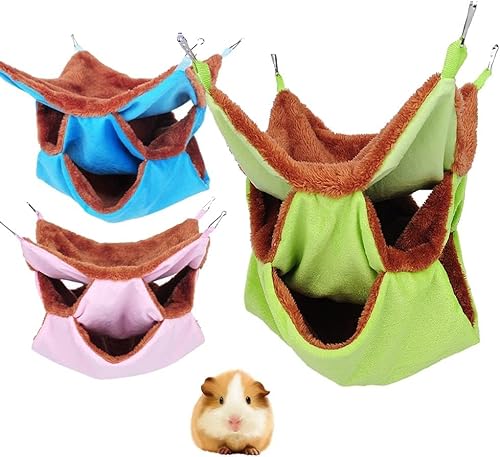 Xaztr Haustierkäfig-Hängematte, Kleintier-Hängematte, dreilagig, Zuckergleiter, Hängematte, Käfigzubehör für Chinchillas, Papageien, Meerschweinchen, Frettchen, Eichhörnchen, Hamster, Ratten, 3 Stück Xaztr Haustierkäfig-Hängematte, Kleintier-Hängematte, dreilagig, Zuckergleiter, Hängematte, Käfigzubehör für Chinchillas, Papageien, Meerschweinchen, Frettchen, Eichhörnchen, Hamster, Ratten, 3 Stück von Xaztr