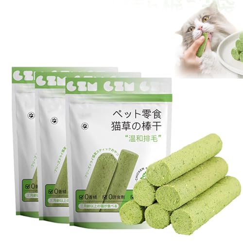 Xcllwhy Cat Grass Teething Stick,Cat Grass for Indoor Cats,Cat Grass Sticks,Cat Teeth Cleaning Cat Grass Stick,Grass Molar Rod Cat Toy Teeth Cleaner (3bag-18pcs) von Xcllwhy