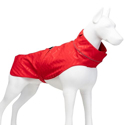 Xclusive Line by Lindodogs Regenmantel Hund Softshell Red Stripe, 82 x 69 x 67 cm, Hunderegenmantel aus Polyester, innen Fleece, Winddicht und wasserabweisend Xclusive Line by Lindodogs Regenmantel Hund Softshell Red Stripe, 82 x 69 x 67 cm, Hunderegenmantel aus Polyester, innen Fleece, Winddicht und wasserabweisend von Xclusive Line