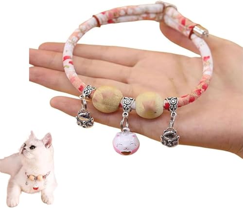 Lucky Kimono Cedar-Bead Pet Collar– Personalized Pets Dog Cat Suit Collar with Fortune Pendant,It's a Lucky Charm Pendant, Suitable for All Kinds of Pets. (Pink, S) von Xebular