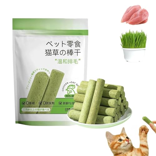 Xebular Cat Grass Teething Stick,Cat Grass Chew Sticks, Cat Teeth Cleaning Cat Grass Stick,Natural Grass Molar Rod for Cat Indoor,for Hairball Removal,CaDental Care, Restore Appetite (1 Box) von Xebular