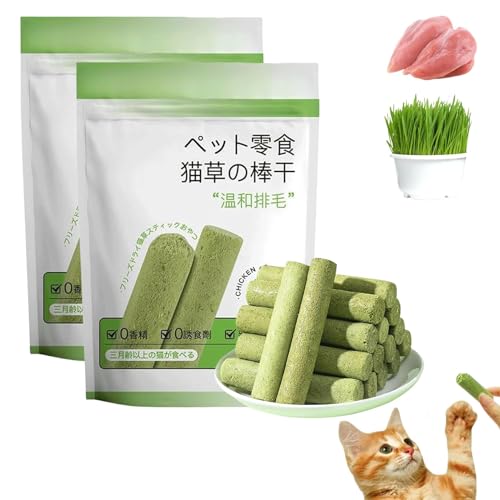 Xebular Cat Grass Teething Stick,Cat Grass Chew Sticks, Cat Teeth Cleaning Cat Grass Stick,Natural Grass Molar Rod for Cat Indoor,for Hairball Removal,CaDental Care, Restore Appetite (2 Box) von Xebular
