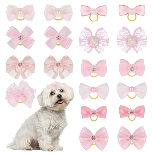 Xelsluthe 20 Stück rosa kleine Hundeschleifen mit Gummibändern, elastisch, handgefertigt, niedliche Hundeschleife, Knoten für Mädchen, weibliche Hunde, Pudel, Haustierpflege-Zubehör, Befestigung Xelsluthe 20 Stück rosa kleine Hundeschleifen mit Gummibändern, elastisch, handgefertigt, niedliche Hundeschleife, Knoten für Mädchen, weibliche Hunde, Pudel, Haustierpflege-Zubehör, Befestigung von Xelsluthe