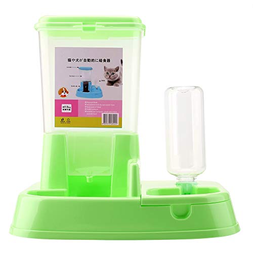AUTOMATISCHE PETTE Feeder INSAMTIBLE, Nahrungsmittelspender Wasserflasche für Katzen Hunde 2 in 1 Entwerfen Sie große Kapazitäten, Nicht Kunststoff (Grün) von Xergur