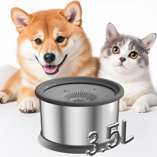 3,5 l Hunde-Wassernapf, kein Verschütten, 3,5 l, Edelstahl-Wassernapf, kein Spritzen, mit rutschfester Matte, kein Durcheinander, tropffreier, langsamer Trinkwassernapf für schlampige, unordentliche 3,5 l Hunde-Wassernapf, kein Verschütten, 3,5 l, Edelstahl-Wassernapf, kein Spritzen, mit rutschfester Matte, kein Durcheinander, tropffreier, langsamer Trinkwassernapf für schlampige, unordentliche von Xetino