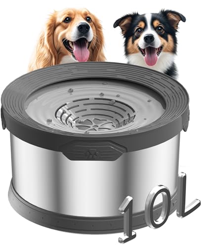 Wassernapf für Hunde, 10 l, kein Verschütten, super große Kapazität, Edelstahl-Hundenäpfe, 9,582.1 g, langsam trinkender Hundenapf mit rutschfester Unterseite, Haustier-Wasserspender für Hunde Wassernapf für Hunde, 10 l, kein Verschütten, super große Kapazität, Edelstahl-Hundenäpfe, 9,582.1 g, langsam trinkender Hundenapf mit rutschfester Unterseite, Haustier-Wasserspender für Hunde von Xetino
