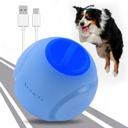 Xeuch LED-Hundeball, wiederaufladbar, leuchtender Hundeball, springaktiviert, langlebiger Apportierball, Naturkautschuk, einzigartiger Duft, 6,3 cm, für kleine und mittelgroße Hunde (Hellblau) von Xeuch