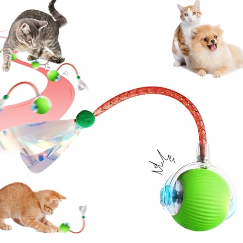 Interaktive Katzenspielzeuge Ball, Katzenspielzeug Ball Elektrisch Mit Elastischem Netzschwanz 3 Modi, Wiederaufladbar Über USB Interaktiver Spielball Für Katzen Cat Toy Für Den Innenbereich (Grün) Interaktive Katzenspielzeuge Ball, Katzenspielzeug Ball Elektrisch Mit Elastischem Netzschwanz 3 Modi, Wiederaufladbar Über USB Interaktiver Spielball Für Katzen Cat Toy Für Den Innenbereich (Grün) von Xevinas