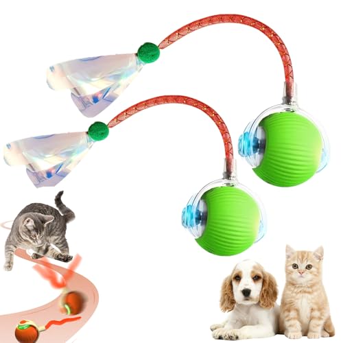 Interaktive Katzenspielzeuge Ball, Katzenspielzeug Ball Elektrisch Mit Elastischem Netzschwanz 3 Modi, Wiederaufladbar Über USB Interaktiver Spielball Für Katzen Cat Toy Für Den Innenbereich (Grün*2) Interaktive Katzenspielzeuge Ball, Katzenspielzeug Ball Elektrisch Mit Elastischem Netzschwanz 3 Modi, Wiederaufladbar Über USB Interaktiver Spielball Für Katzen Cat Toy Für Den Innenbereich (Grün*2) von Xevinas