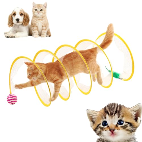 Katzentu-nnel Interaktives Katzensp-ielzeug, Faltbar Durchmesser 25 cm Katzens-pielzeug S Katzentu-nnel Mit Cat Toy, Katzenspie-lzeug Selbstbeschäftigung Katzen-Spielzeug Spirale Katzentunnel (B) von Xevinas