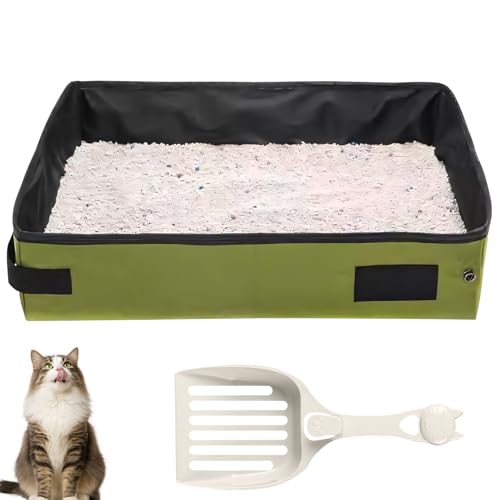Portables Katzenklo, Faltbare Katzenklo Offen FüR Reisen, Cat Litter Box Wasserdicht Mit Katzenklo Schaufel, Leicht & Platzsparend, FüR Katzen Mit Einem Gewicht Von Bis Zu 7 Kg (A) von Xevinas