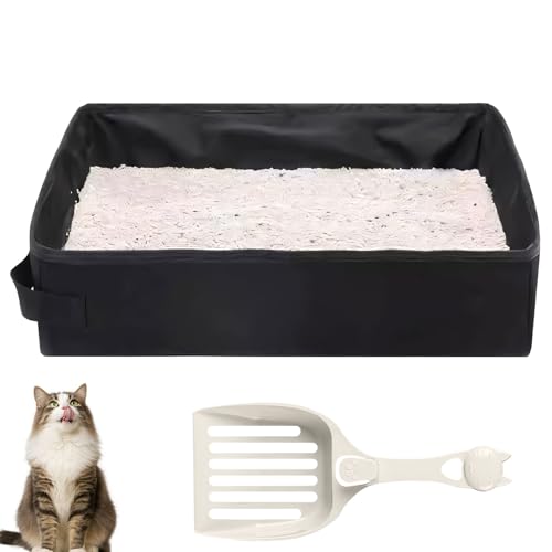 Portables Katzenklo, Faltbare Katzenklo Offen FüR Reisen, Cat Litter Box Wasserdicht Mit Katzenklo Schaufel, Leicht & Platzsparend, FüR Katzen Mit Einem Gewicht Von Bis Zu 7 Kg (B) von Xevinas
