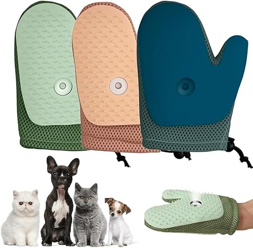 Tierhaarentferner Handschuh, 2025 Neu Handschuh Katzenhaare Mit Spray, Wiederverwendbar All in One Katzenbürste Handschuh, Antistatische Pet Hair Remover Glove Für Couch, Möbel, Teppich (A+B+C) von Xevinas