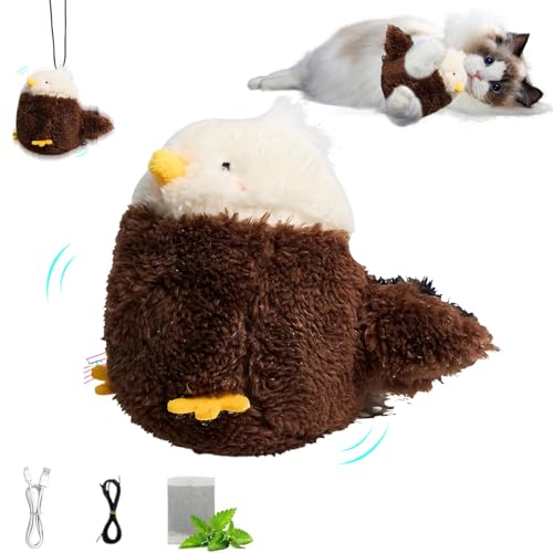 Xevinas Interaktives Katzenspielzeug Selbstbeschäftigung, Katzenspielzeug Vogel Fliegender Vogel Katzenspielzeug 3 Modi Echte Zwitschern, USB Aufladung Katzenspielzeug Vogel Flattern Cat Toys (B) von Xevinas