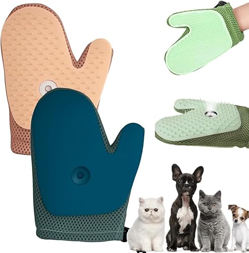 Xevinas Tierhaarentferner Handschuh, 2025 Neu Handschuh Katzenhaare Mit Spray, Wiederverwendbar All in One Katzenbürste Handschuh, Antistatische Pet Hair Remover Glove Für Couch, Möbel, Teppich (B+C) von Xevinas