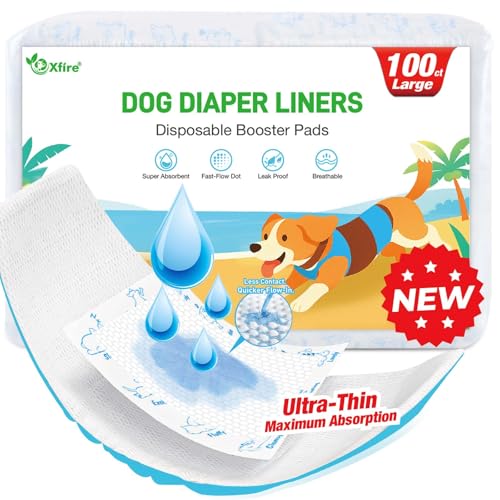 Hundewindeleinlagen, 100 Stück, verbesserte ultradünne und super saugfähige Hundewindeln, Booster Pads für männliche und weibliche Hunde, Einweg-Hundewindel-Einlagen für Bauchbänder, Bandagen Hundewindeleinlagen, 100 Stück, verbesserte ultradünne und super saugfähige Hundewindeln, Booster Pads für männliche und weibliche Hunde, Einweg-Hundewindel-Einlagen für Bauchbänder, Bandagen von Xfire