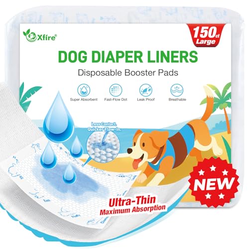 Hundewindeleinlagen, 150 Stück, verbesserte ultradünne und super saugfähige Hundewindeln, Booster-Pads für männliche und weibliche Hunde, Einweg-Hundewindel-Einlagen für Bauchbänder, Bandagen Hundewindeleinlagen, 150 Stück, verbesserte ultradünne und super saugfähige Hundewindeln, Booster-Pads für männliche und weibliche Hunde, Einweg-Hundewindel-Einlagen für Bauchbänder, Bandagen von Xfire