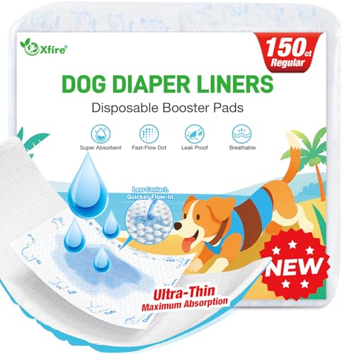 Hundewindeleinlagen, 150 Stück, verbesserte ultradünne und super saugfähige Hundewindeln, Booster-Pads für männliche und weibliche Hunde, Einweg-Hundewindel-Einlagen für Bauchbänder, Wraps Hundewindeleinlagen, 150 Stück, verbesserte ultradünne und super saugfähige Hundewindeln, Booster-Pads für männliche und weibliche Hunde, Einweg-Hundewindel-Einlagen für Bauchbänder, Wraps von Xfire