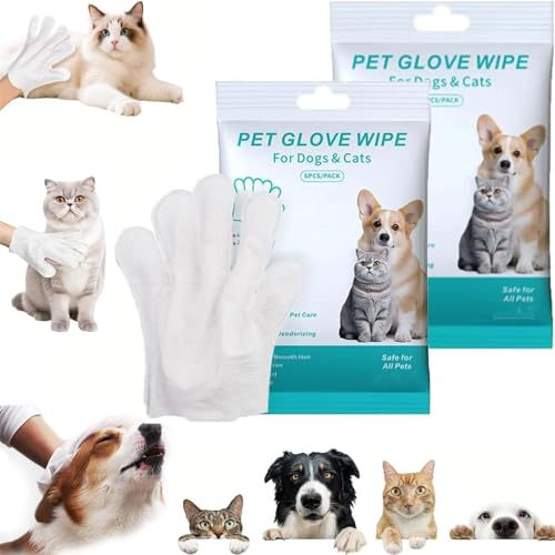 XiChiu Gettoreach Spülfreie Hunde-Shampoo-Handschuhe, hypoallergen, Haustier-Badetücher, Haustier-Reinigungshandschuh, Haustierpflege, Badehandschuhe für Hunde und Katzen, tägliche Pflege (2 Stück) von XiChiu