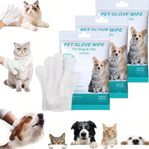 XiChiu Gettoreach Spülfreie Hunde-Shampoo-Handschuhe, hypoallergen, Haustier-Badetücher, Haustier-Reinigungshandschuh, Haustierpflege, Badehandschuhe für Hunde und Katzen, tägliche Pflege (3 Stück) von XiChiu