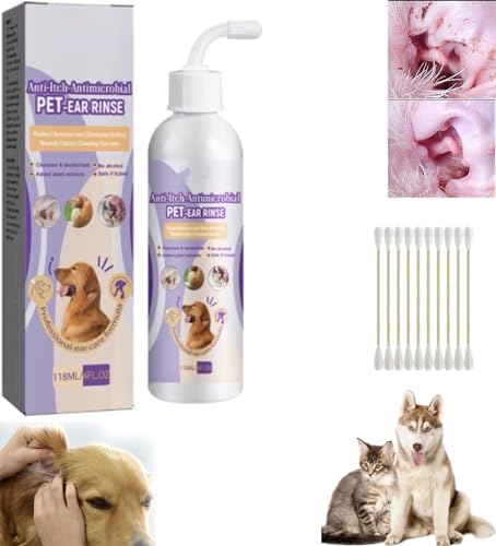 XiChiu Haustier-Ohrenreiniger, Infektionsbehandlung für Hunde und Katzen, Haustierohren-Reinigungslösung, Katzenohrenschmalz-Reiniger, Ohrenreiniger, beruhigt Haustierohren (1 Stück) von XiChiu