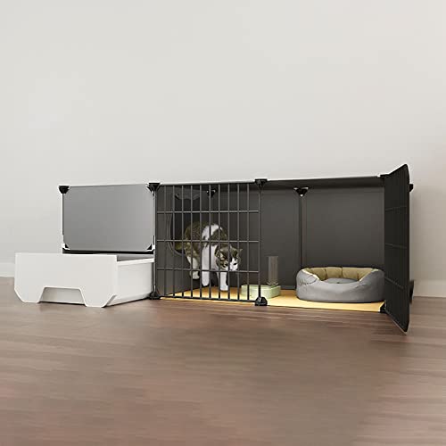 Für den Innenbereich, mit Katzentoilette, großes abnehmbares 2/3-stöckiges Metall, Katzenlaufstall für Kleintiere, idealer Übungsort für 1–3 Katzen Für den Innenbereich, mit Katzentoilette, großes abnehmbares 2/3-stöckiges Metall, Katzenlaufstall für Kleintiere, idealer Übungsort für 1–3 Katzen von XiRah