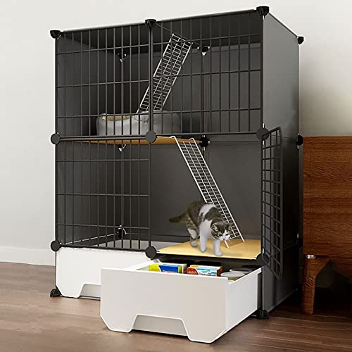 Für den Innenbereich, mit Katzentoilette, großes abnehmbares 2/3-stöckiges Metall, Katzenlaufstall für Kleintiere, idealer Übungsort für 1–3 Katzen Für den Innenbereich, mit Katzentoilette, großes abnehmbares 2/3-stöckiges Metall, Katzenlaufstall für Kleintiere, idealer Übungsort für 1–3 Katzen von XiRah