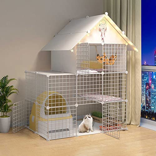 Indoor – Katzenlaufstall, Katzengehege, große Katzenkiste, Katzenhütte, Kätzchenlaufstall, Frettchenkäfig, Meerschweinchenkäfige, Hundekäfige für kleine Hunde – für kleine Tiere, Welpen, Kätzche von XiRah