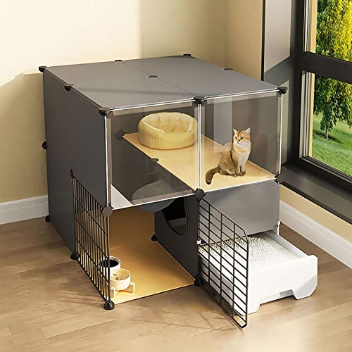 Innen, mit Katzentoilette, 2/3-stöckiger Katzenkäfig, Katzenlaufstall, Kleintierkäfig, Hundekäfig, leicht zu reinigen, Übungsort, ideal für 1–3 Katzen von XiRah