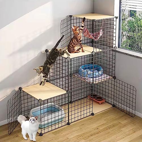 Katzenlaufstall für den Innenbereich, Katzengehege im Freien, Abnehmbarer Kleintierkäfig, Welpenkiste, Katzenschrank – für kleine Haustiere, Katzenwelpen von XiRah