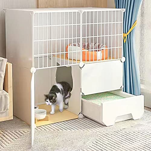 mit Katzentoilette, Katzenlaufstall für den Innenbereich, abnehmbare Kätzchenhütte aus Metalldraht, Kleintierkäfig für Kätzchen, Meerschweinchen, Hasen und Chinchillas, 1–2 Katzen von XiRah