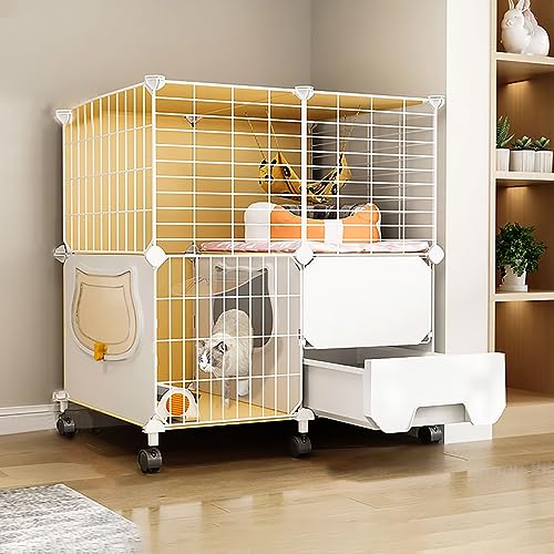 mit Katzentoilette, Katzenlaufstall für den Innenbereich, halbgeschlossener Kätzchenkäfig, Katzenhaus mit Rad, Abnehmbarer Käfig aus Metalldraht, großer Übungsbereich mit Katzentoilette, Katzenlaufstall für den Innenbereich, halbgeschlossener Kätzchenkäfig, Katzenhaus mit Rad, Abnehmbarer Käfig aus Metalldraht, großer Übungsbereich von XiRah